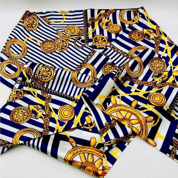 Oriflame Sweden Elegant Scarf Marine Print 75”/7” NWOT - Picture 3 of 8